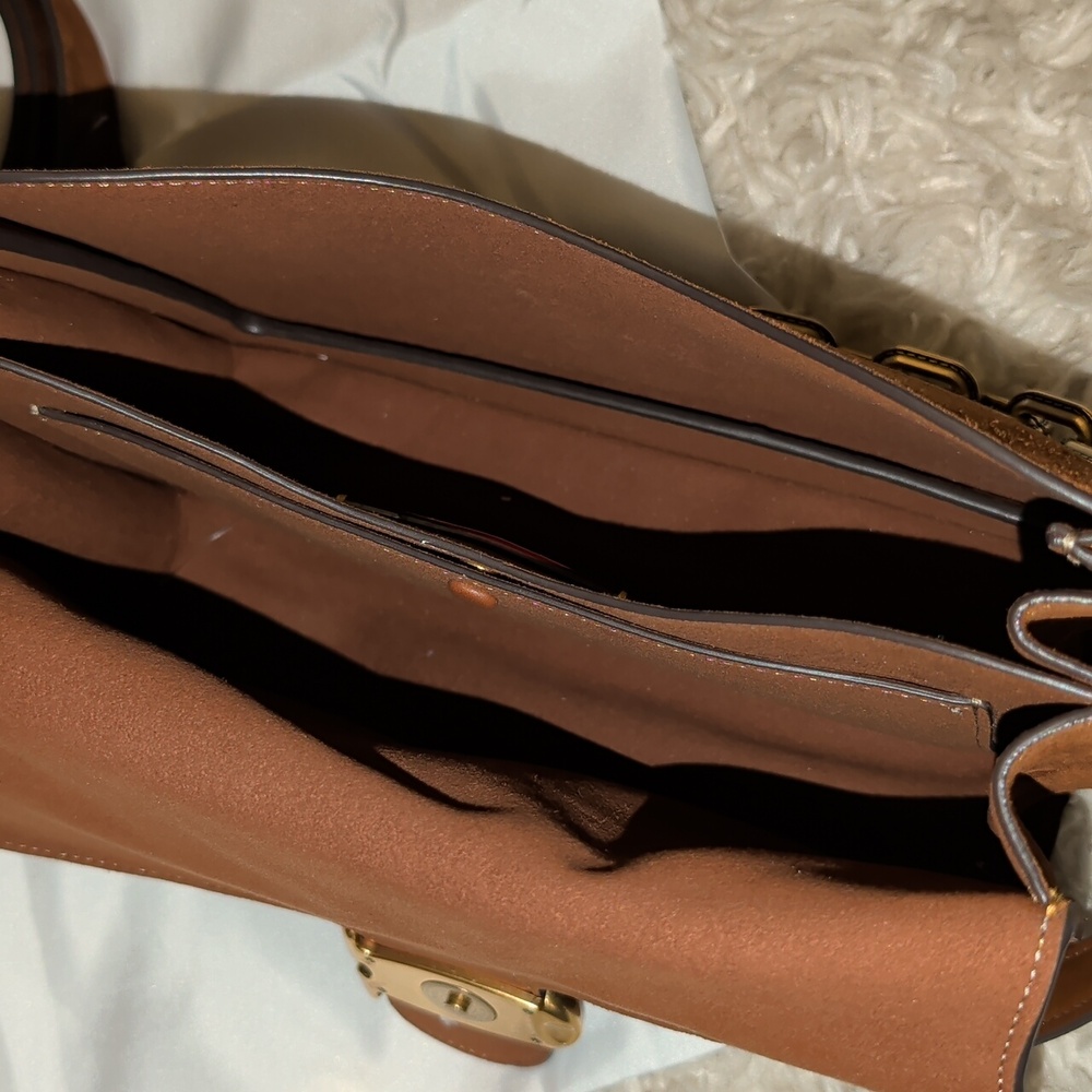 Coach Chain Tabby Shoulder Bag Brown Suede - Picture 5 of 7